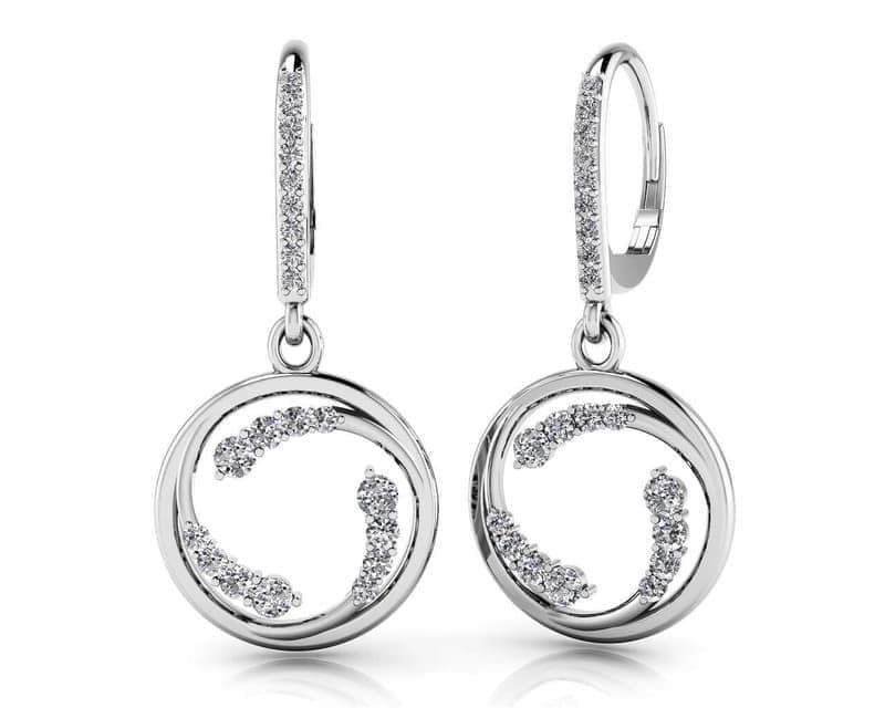 Wave Diamond Drop Earrings
