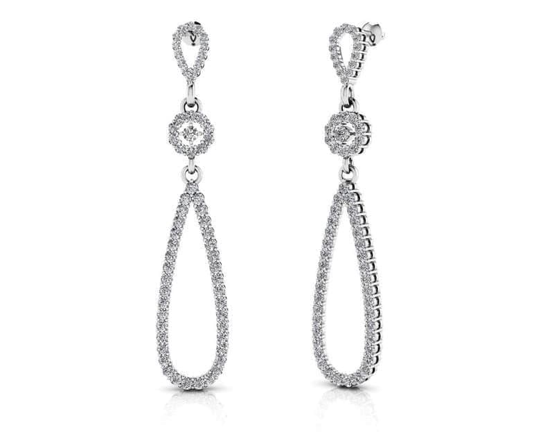 Elongated Diamond Teardrop Earrings