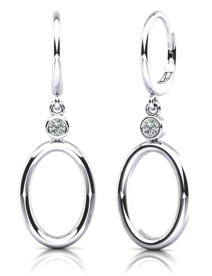 Double Oval Drop Diamond Hoop Earrings