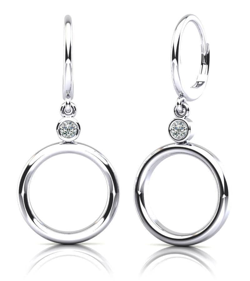 Double Circle Drop Diamond Hoop Earrings