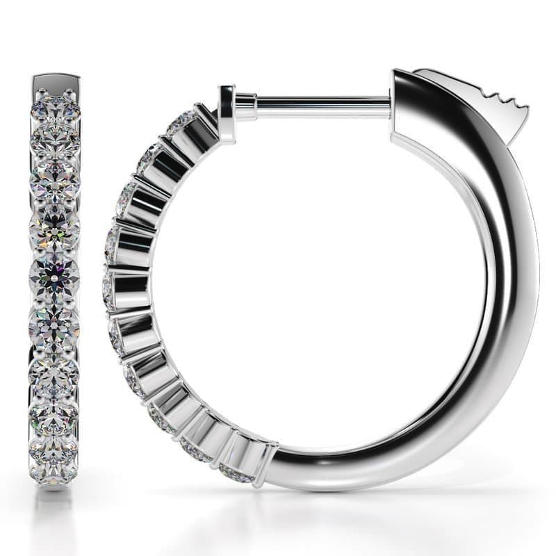 Huggie Elegant Diamond Hoop Earrings with Front Set Stones