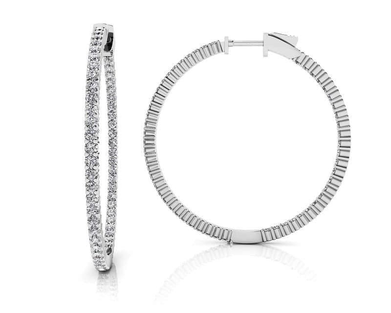 Single Row Inside Out Diamond Hoop Earring Large