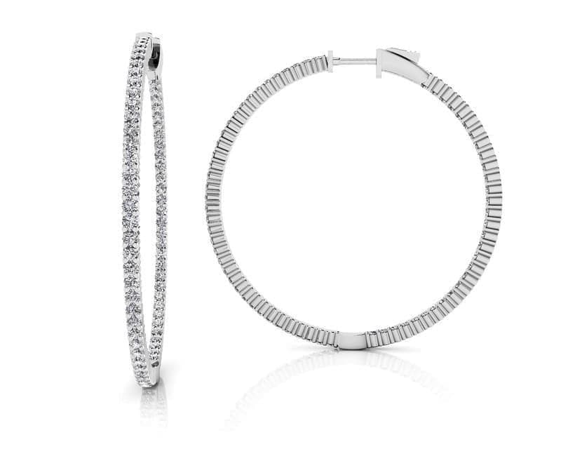 Inside Out Prong Set Diamond Hoop Earring X Large
