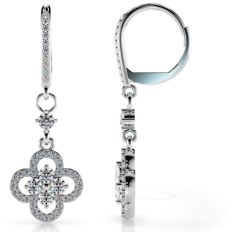 Diamond Clover Drop Earrings