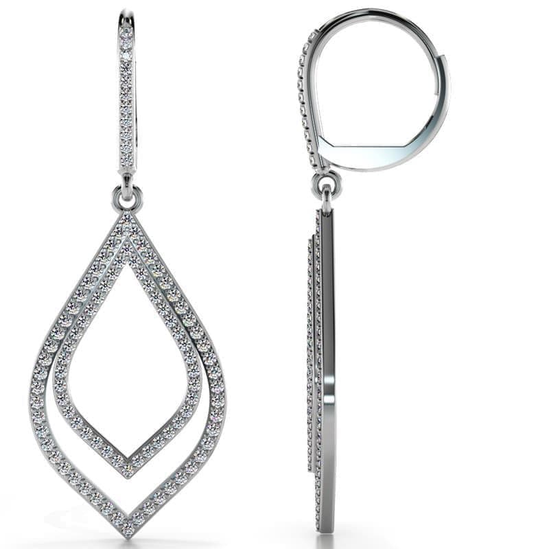 Open Leaf Diamond Drop Earrings