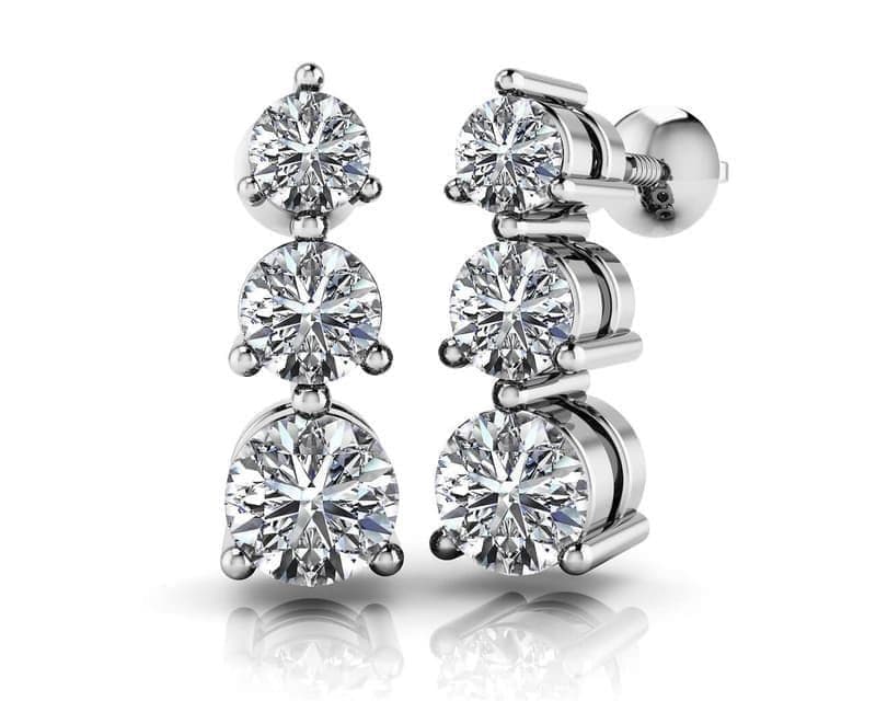 Three Stone Diamond Earrings