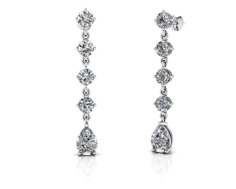 Brilliant Round And Pear Drop Diamond Earrings