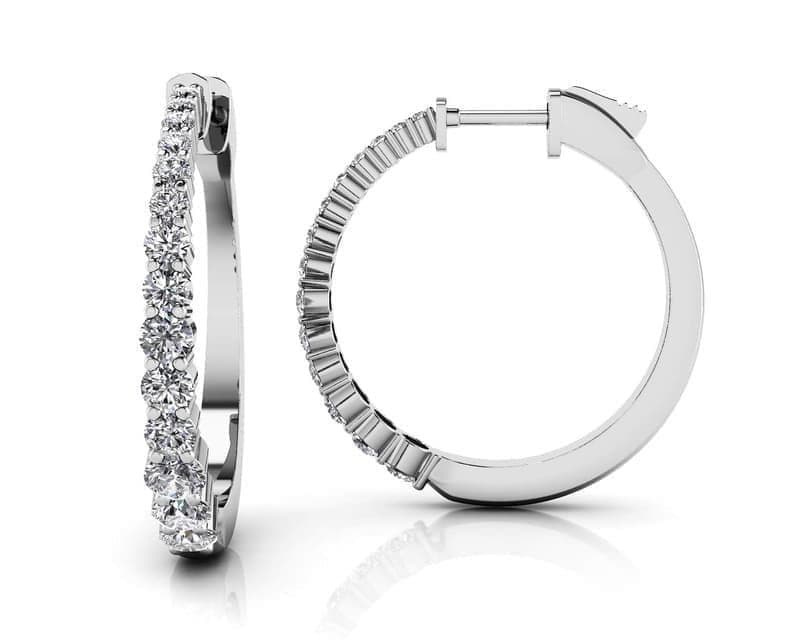 Effortless Tapered Diamond Hoop Earrings