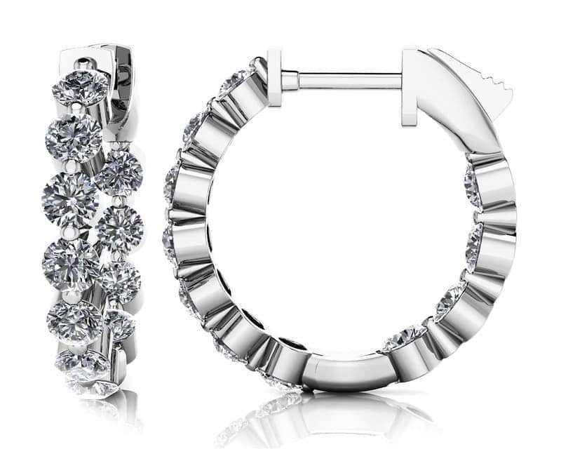 Shared Prong Diamond Hoop Earrings Extra Small