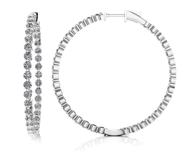 Shared Prong Diamond Hoop Earrings Extra Large