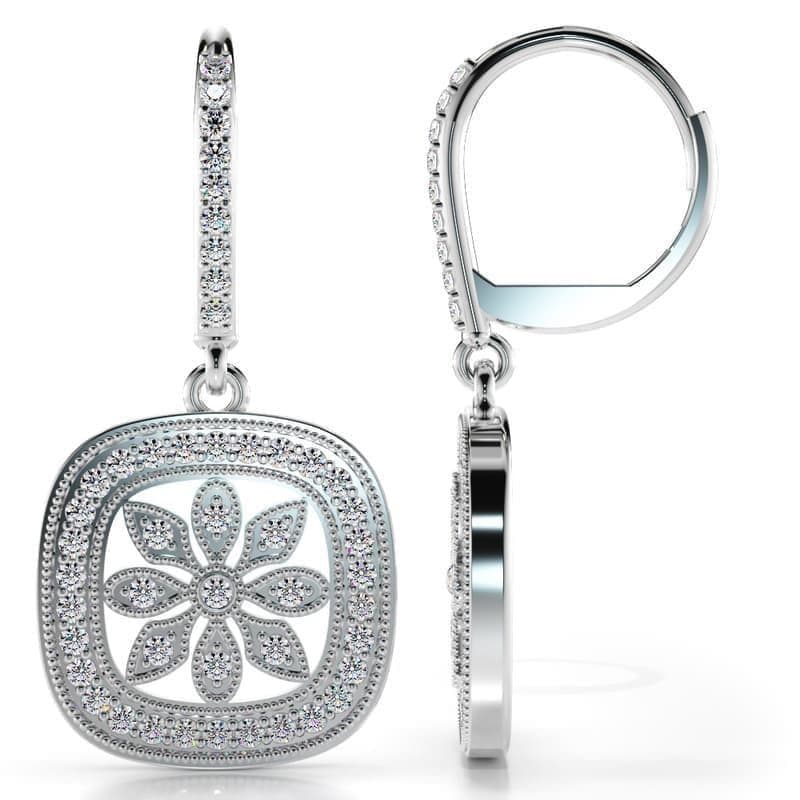 Floral Diamond Drop Earrings