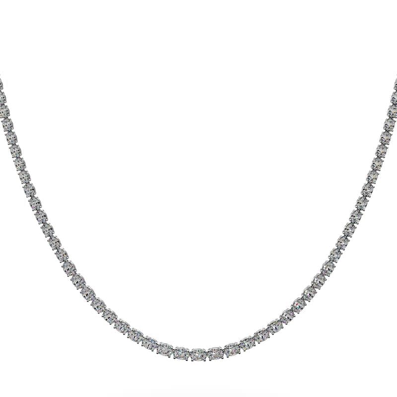 Graduated Oval Diamond Tennis Necklace