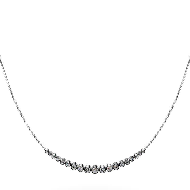Graduated Diamond Half Bezel Necklace with Chain Back