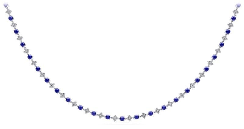 Alternating Clusters Diamond and Gemstones Necklace
