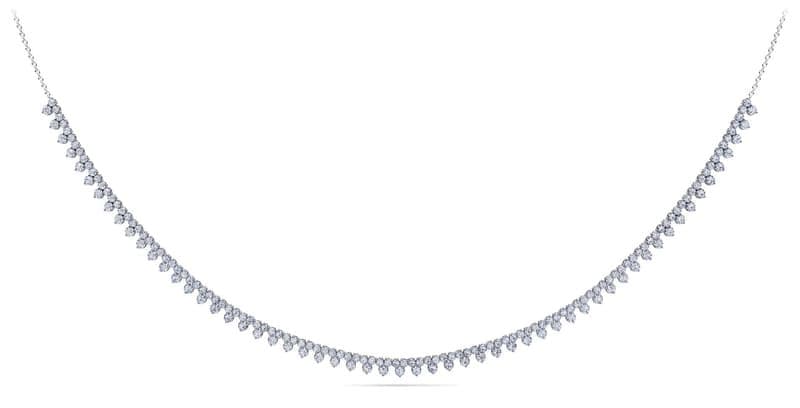 Three Stone Brilliant Tennis Necklace