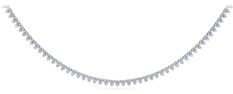 Three Stone Brilliant Diamond Tennis Necklace