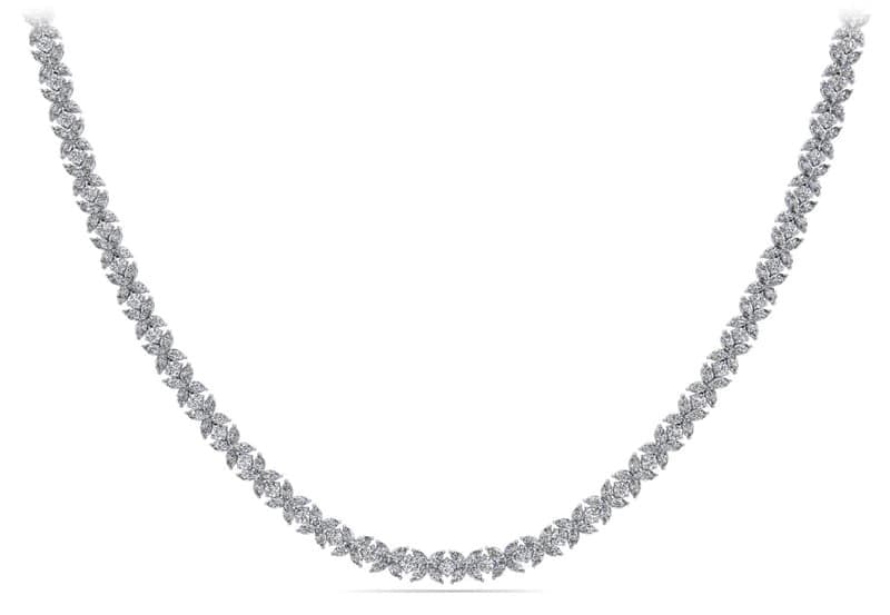 Flowers of Marquise Diamond Tennis Necklace