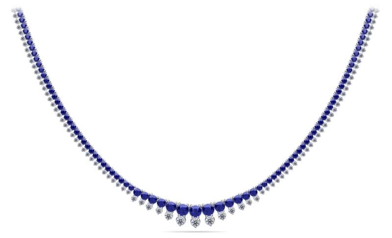 Graduated Arrangement Diamond Gemstone Necklace