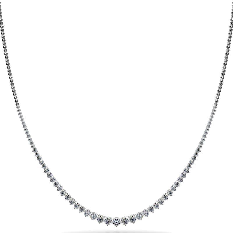Three Prong Diamond Necklace with Shiny Link Back