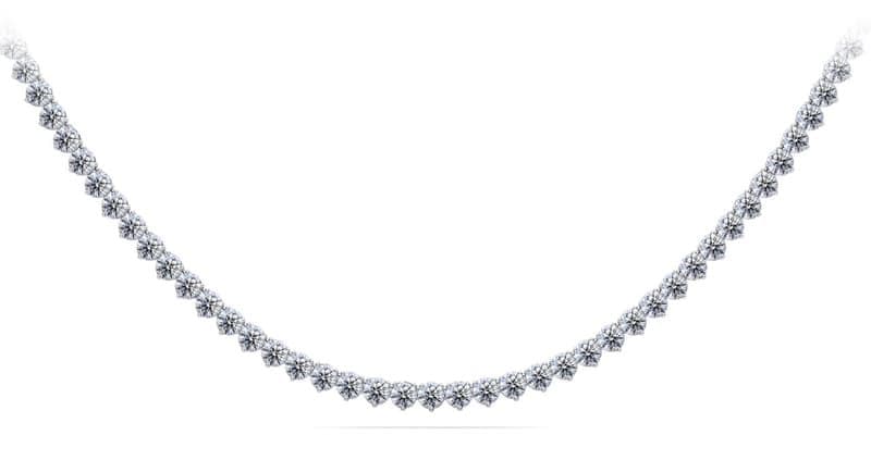 Timeless Three Prong Riviera Diamond Tennis Necklace