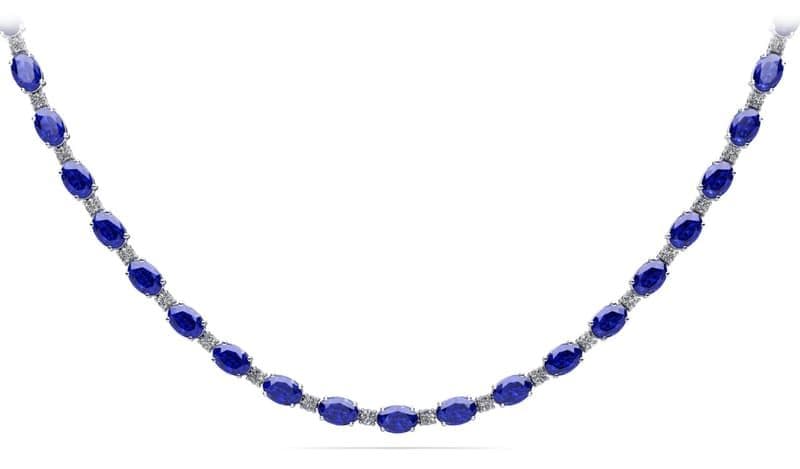 Rounds and Ovals Diamond And Gemstone Necklace