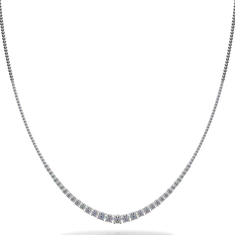Timeless Four Prong Diamond Necklace with Shiny Links