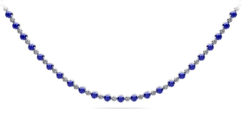 Alternating Gemstones and Diamonds Necklace