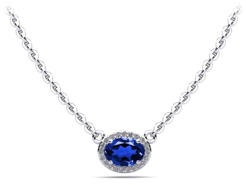 Oval Halo Diamond and Gemstone Pendant