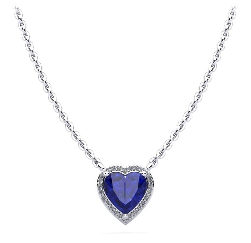 Perfect Heart Halo Diamond and Gemstone Pendant