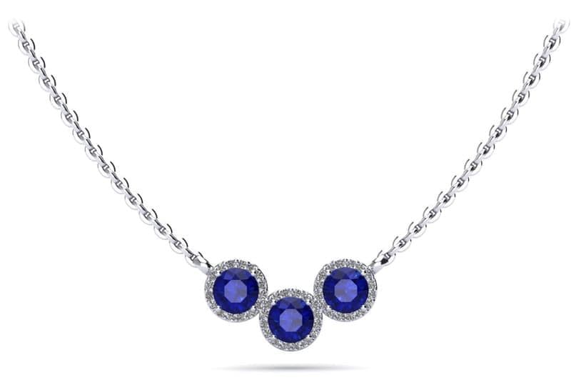 Triple V Shape Diamond and Gemstone Necklace