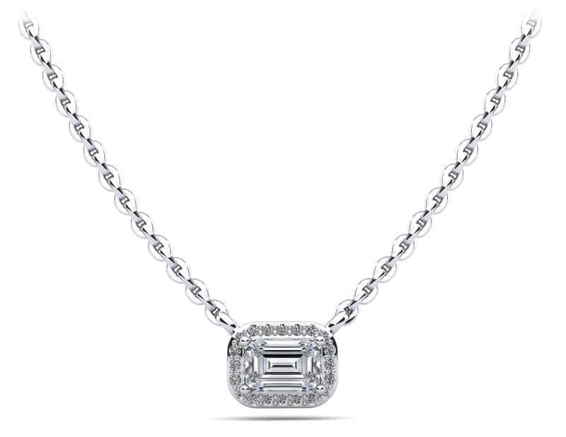Exquisite Emerald Pendant with Diamond Halo