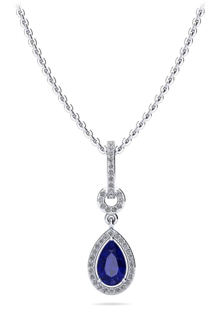 Pear Drop Dangle Diamond and Gemstone Pendant