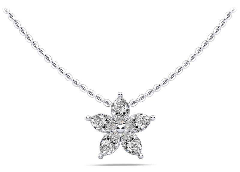 Elegant Diamond Pendant with 5 Marquise Shaped Diamonds