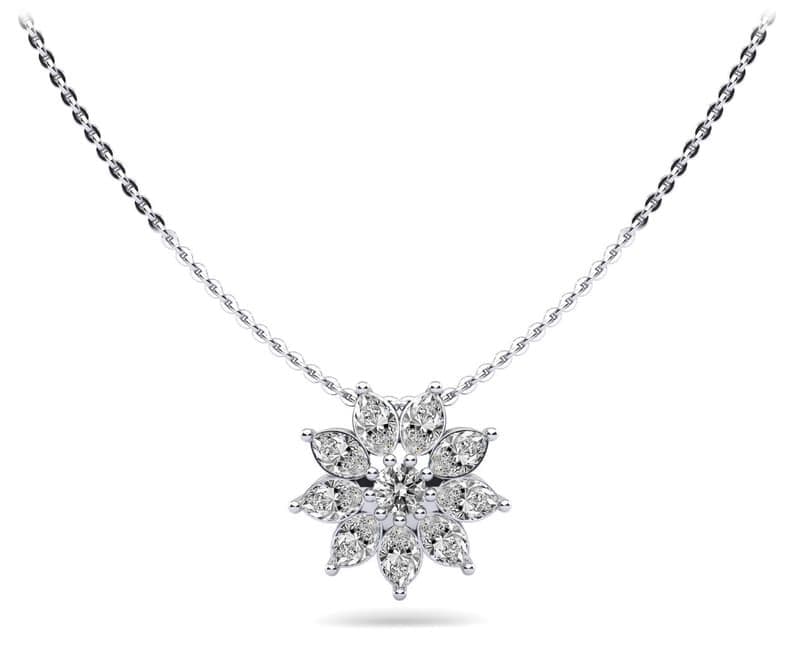 Marquise Diamond Pendant with Center Round Diamond
