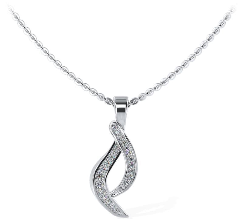 Diamond Pendant with Swirling Round Diamond Accents