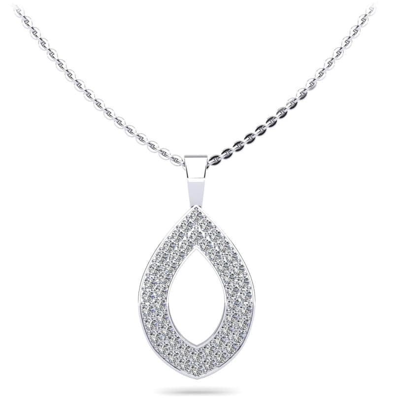 Tear Drop Diamond Pendant with Three Row Design
