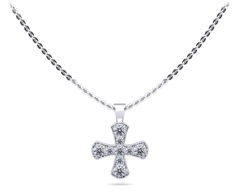 Diamond Cross Pendant with Graduated Stones