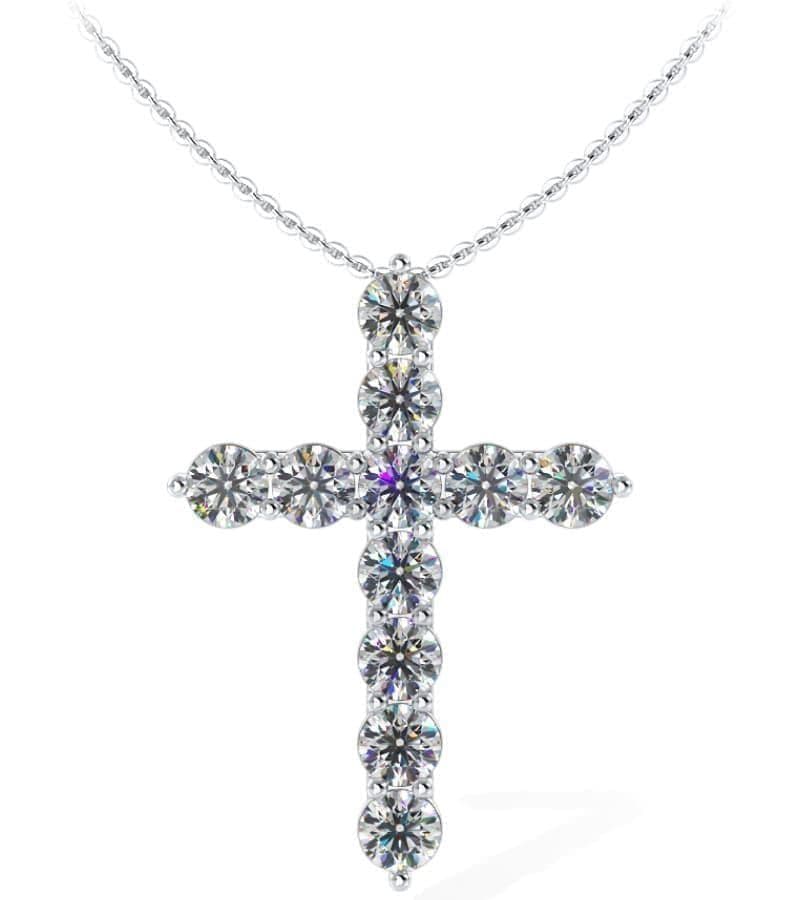 Eleven Brilliant Diamonds Cross Pendant