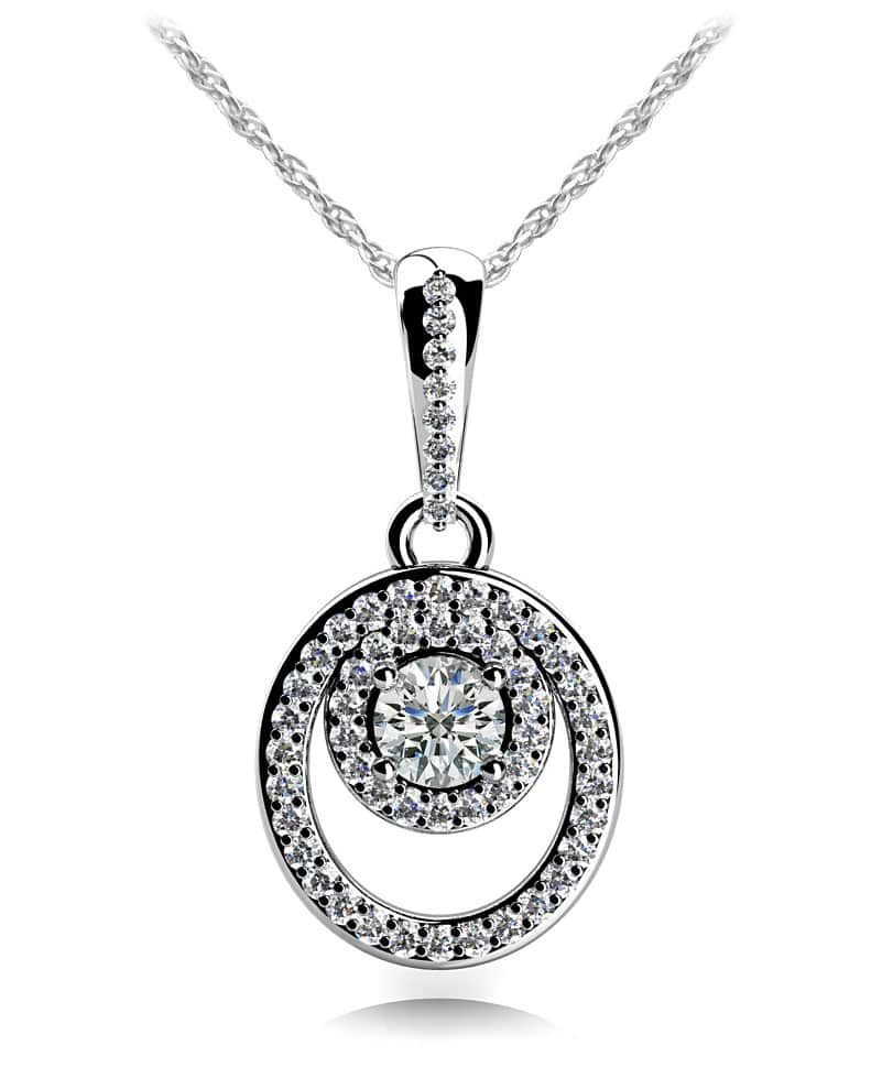 Oval and Circle Diamond Pendant