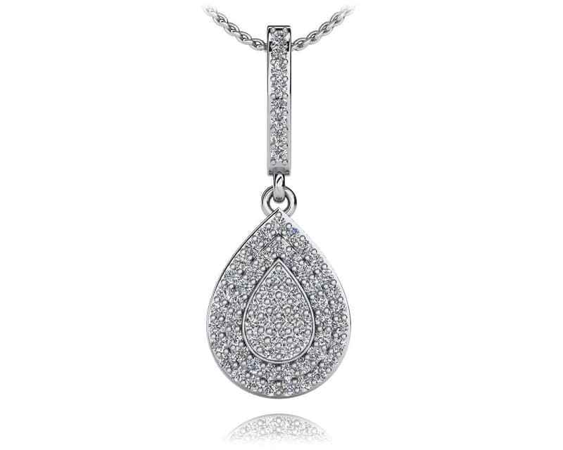 Diamond Teardrop Shaped Drop Pendant