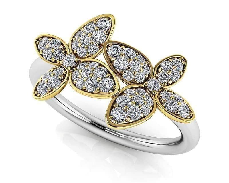 Sparkling Butterfly Diamond Ring