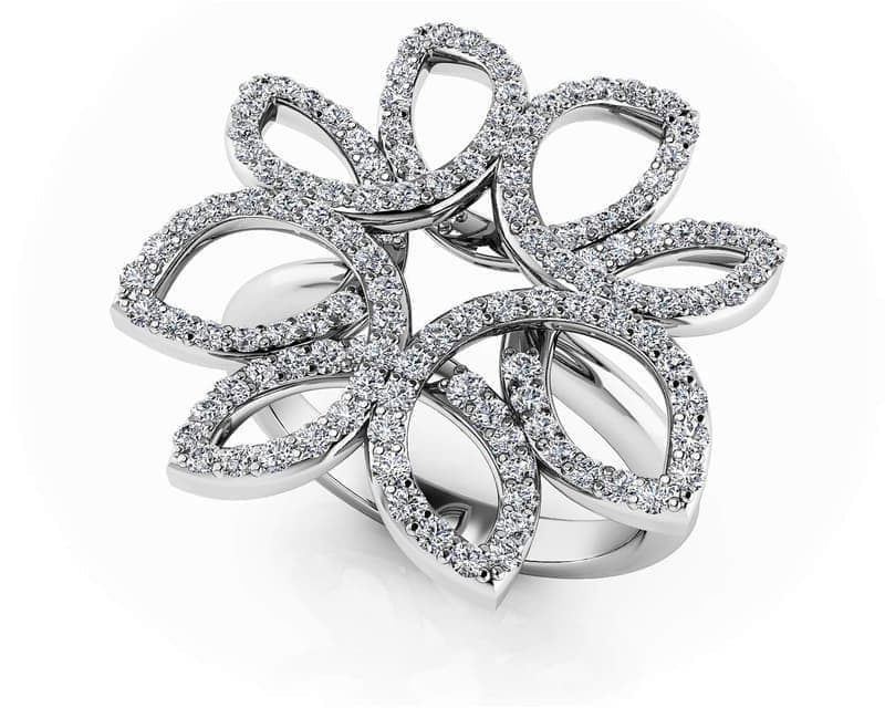 Bold Diamond Flower Ring In