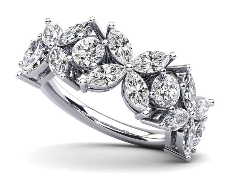 Flowers of Marquise Diamond Anniversary Ring