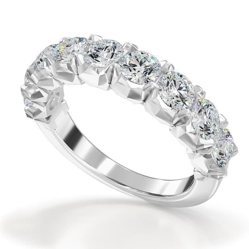 Crown Shaped Diamond Anniversary Ring With Split Prong Design