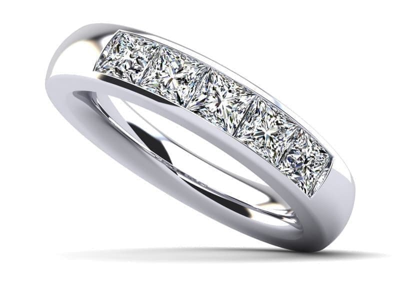 5 Stone Princess Cut Diamond Ring in Channel Setting