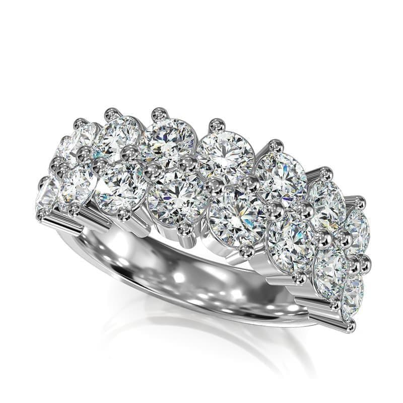 Staggered Two Row Round Diamond Anniversary Ring