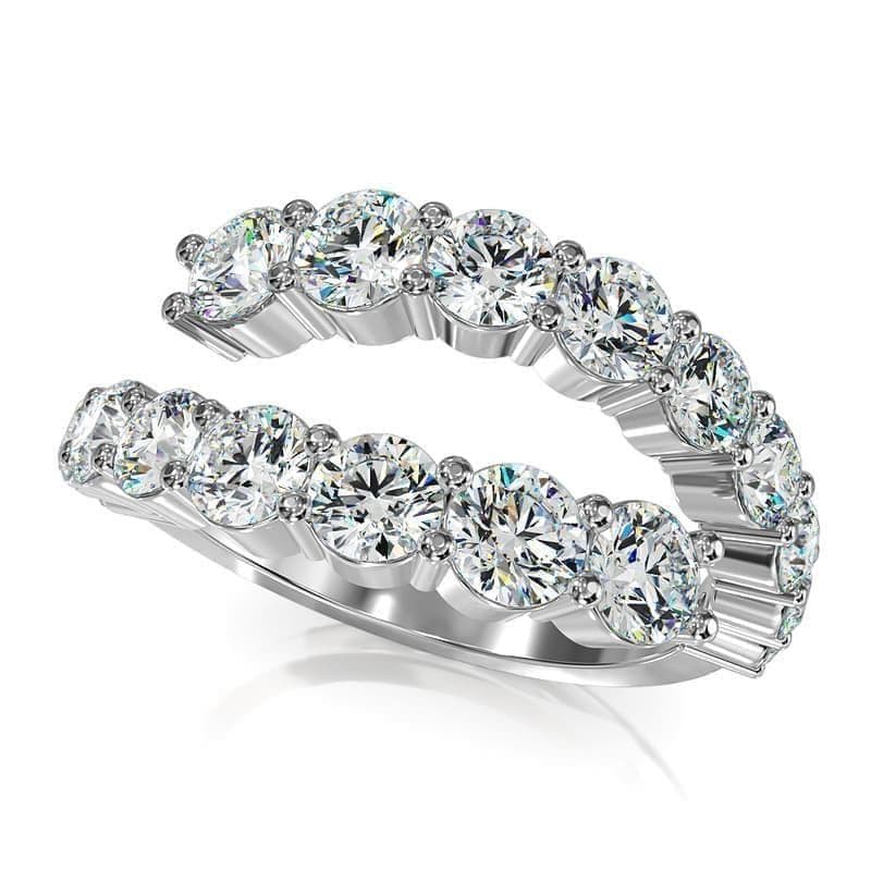 Double Row Round Diamond Wrap Ring