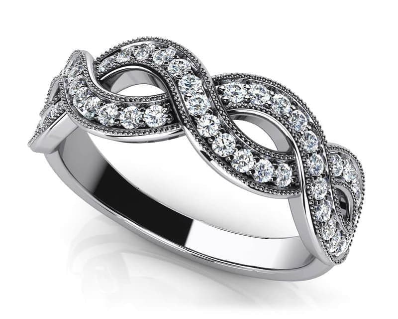 Woven Band Diamond Vintage Ring