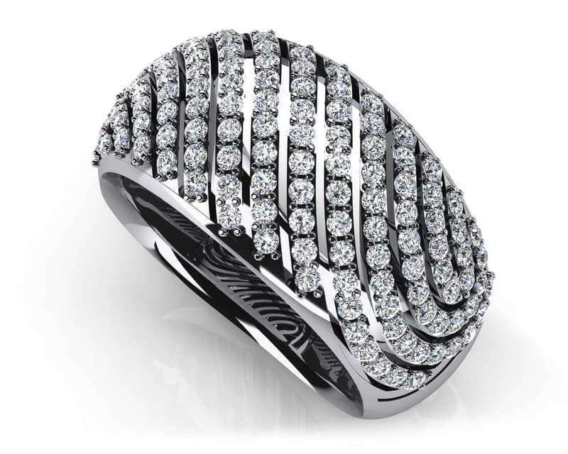 Stylish Swirl Diamond Ring