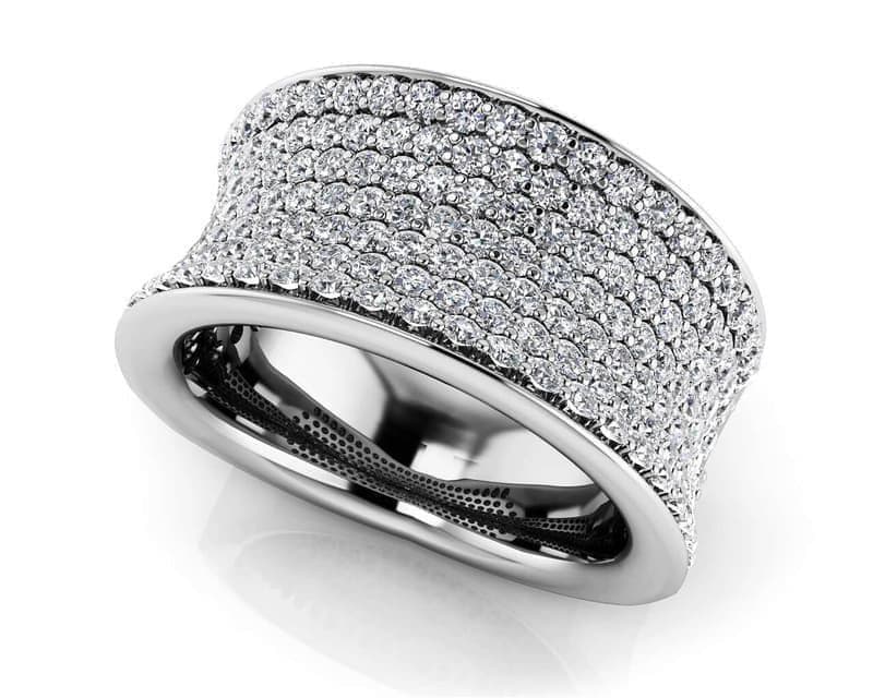 Concave 7 Row Diamond Anniversary Ring